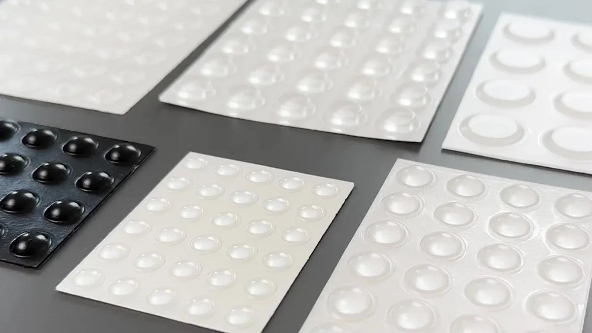 bumper feet on adhesive backed sheets.