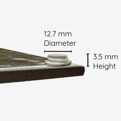 Measurements (12.7 mm x 3.5 mm) of a best selling flat bumper pad.