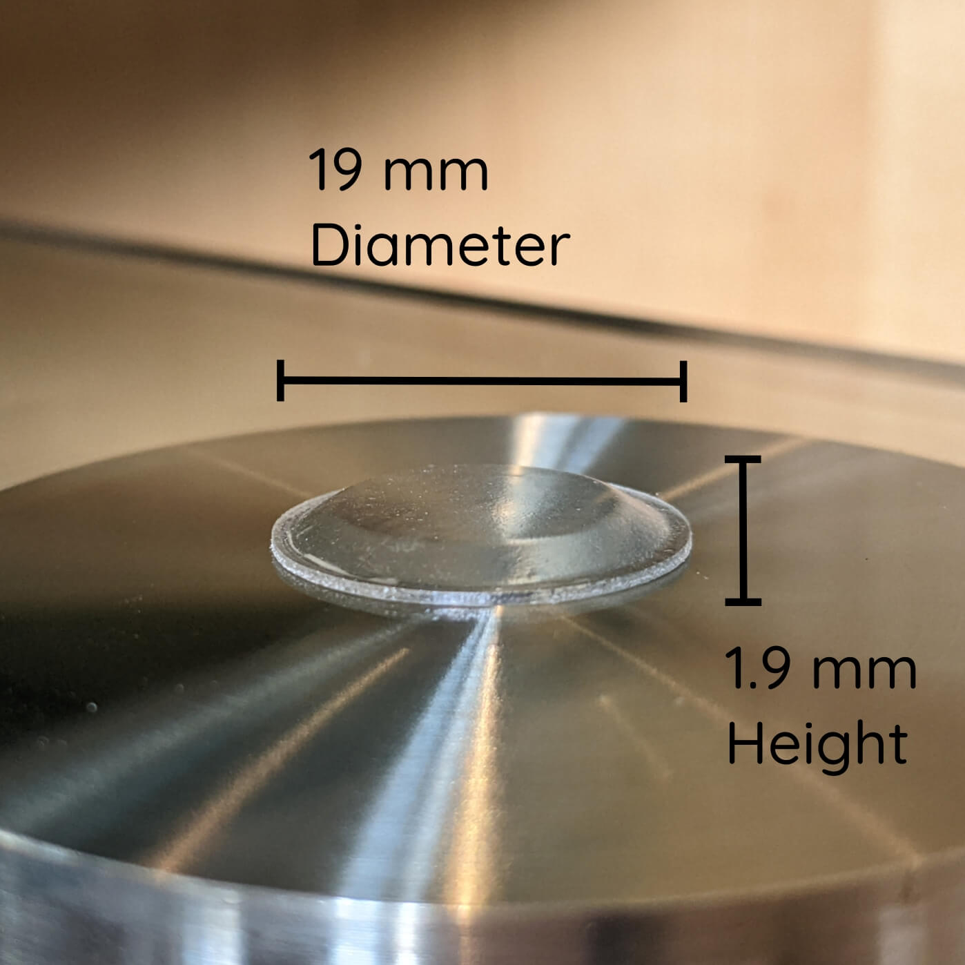 Measurements (19 mm x 1.9 mm) of a low profile bumper.