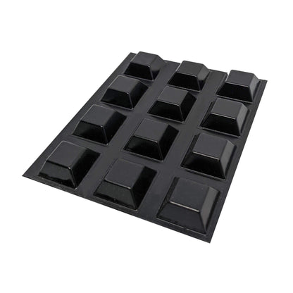 12 Black square black flat topped bumper feet.