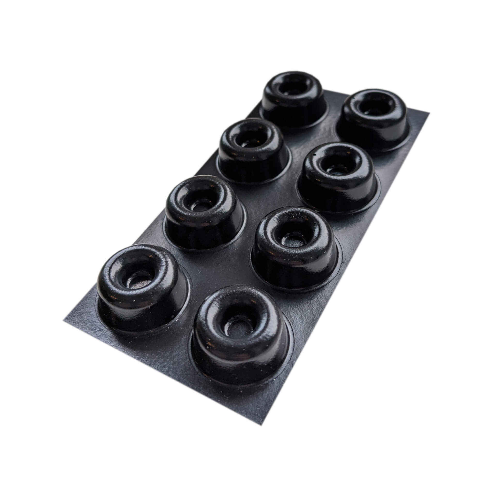 Sheet of 8 black recessed bumper feet