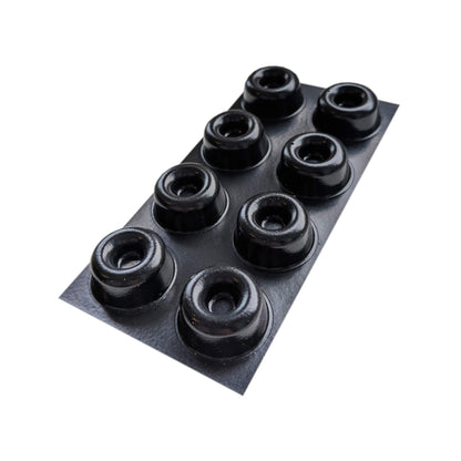 Sheet of 8 black recessed bumper feet