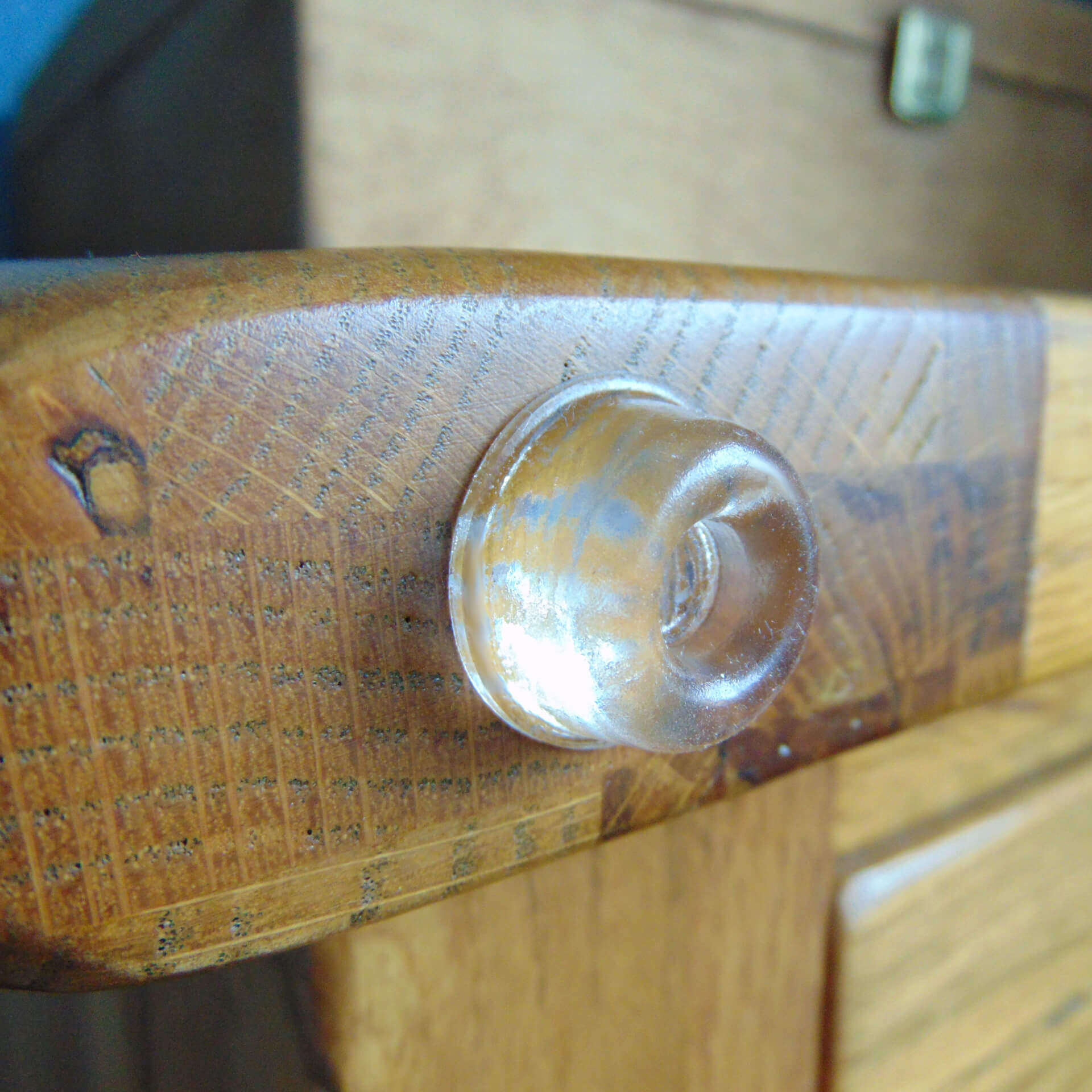 Recessed bumper used on wood